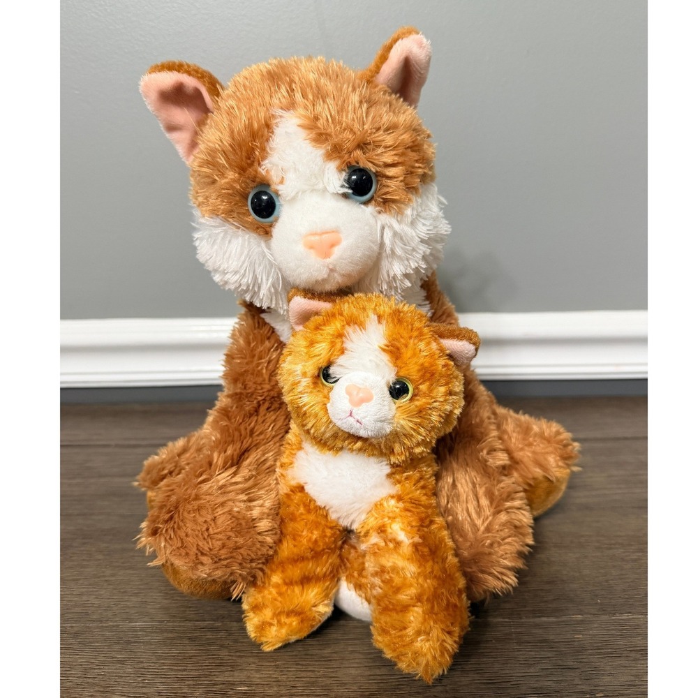 Aurora Orange Tabby Cat & Kitten Plush Set